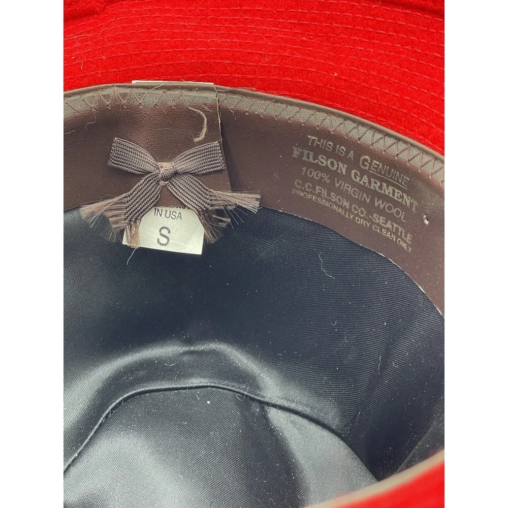 Filson Fedora Hat Mens Small Red Virgin Wool Leather Band Made in USA Heritage
